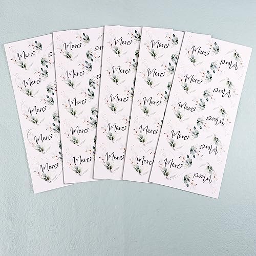 Vue 3 de Pcs Etiquettes Merci Avec