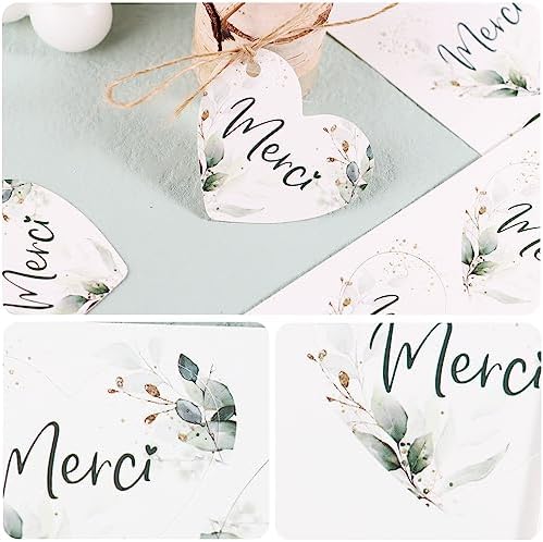 Vue 4 de Pcs Etiquettes Merci Avec