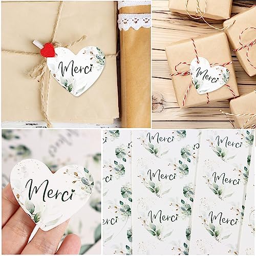 Vue 5 de Pcs Etiquettes Merci Avec