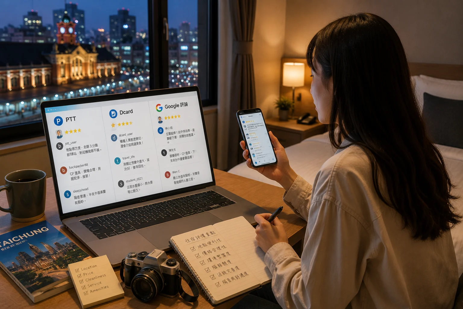 台中火車站住宿真實評價怎麼看？PTT、Dcard、Google 評論挑選重點整理