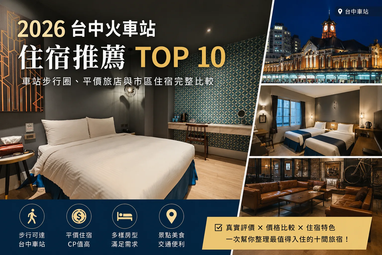 2026 台中火車站住宿推薦 TOP 10｜車站步行圈、平價旅店與市區住宿完整比較
