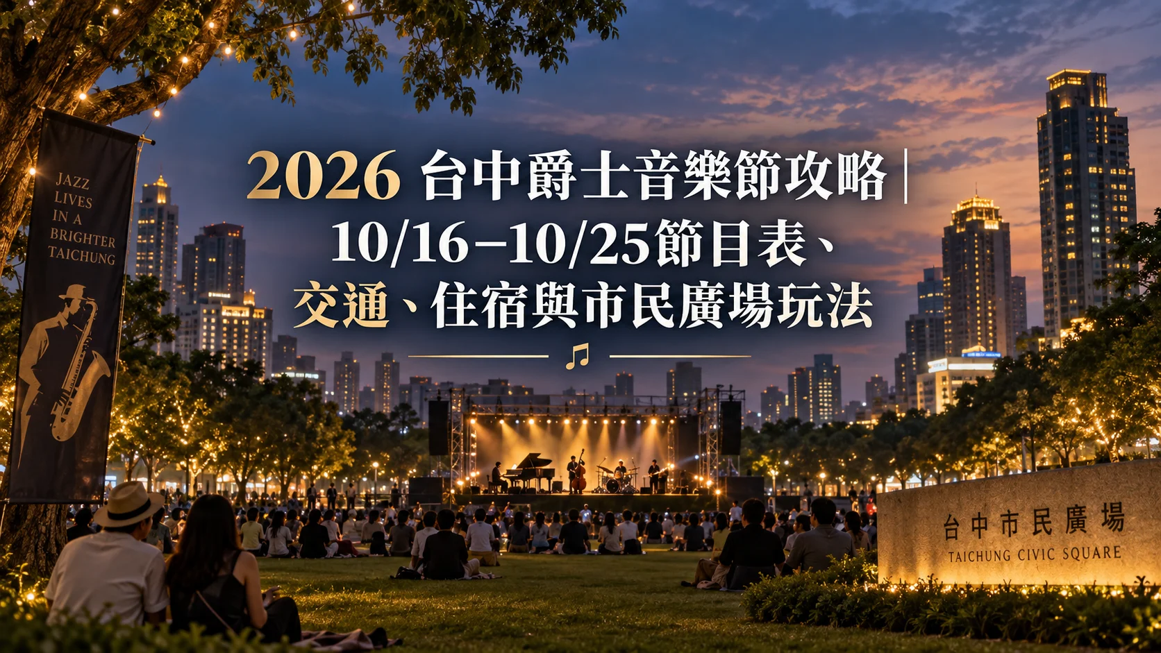 2026 台中爵士音樂節攻略｜10/16–10/25節目表、交通、住宿與市民廣場玩法