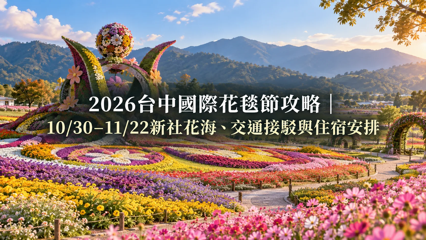 2026台中國際花毯節攻略｜10/30–11/22新社花海、交通接駁與住宿安排