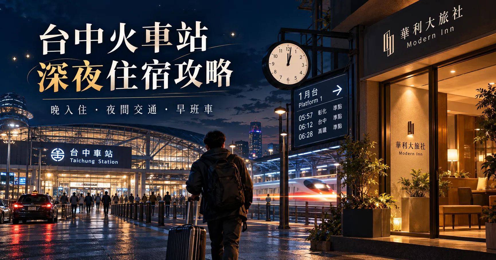 2026台中火車站晚入住攻略｜深夜抵達、早班車、夜間交通與華利大旅社住宿指南