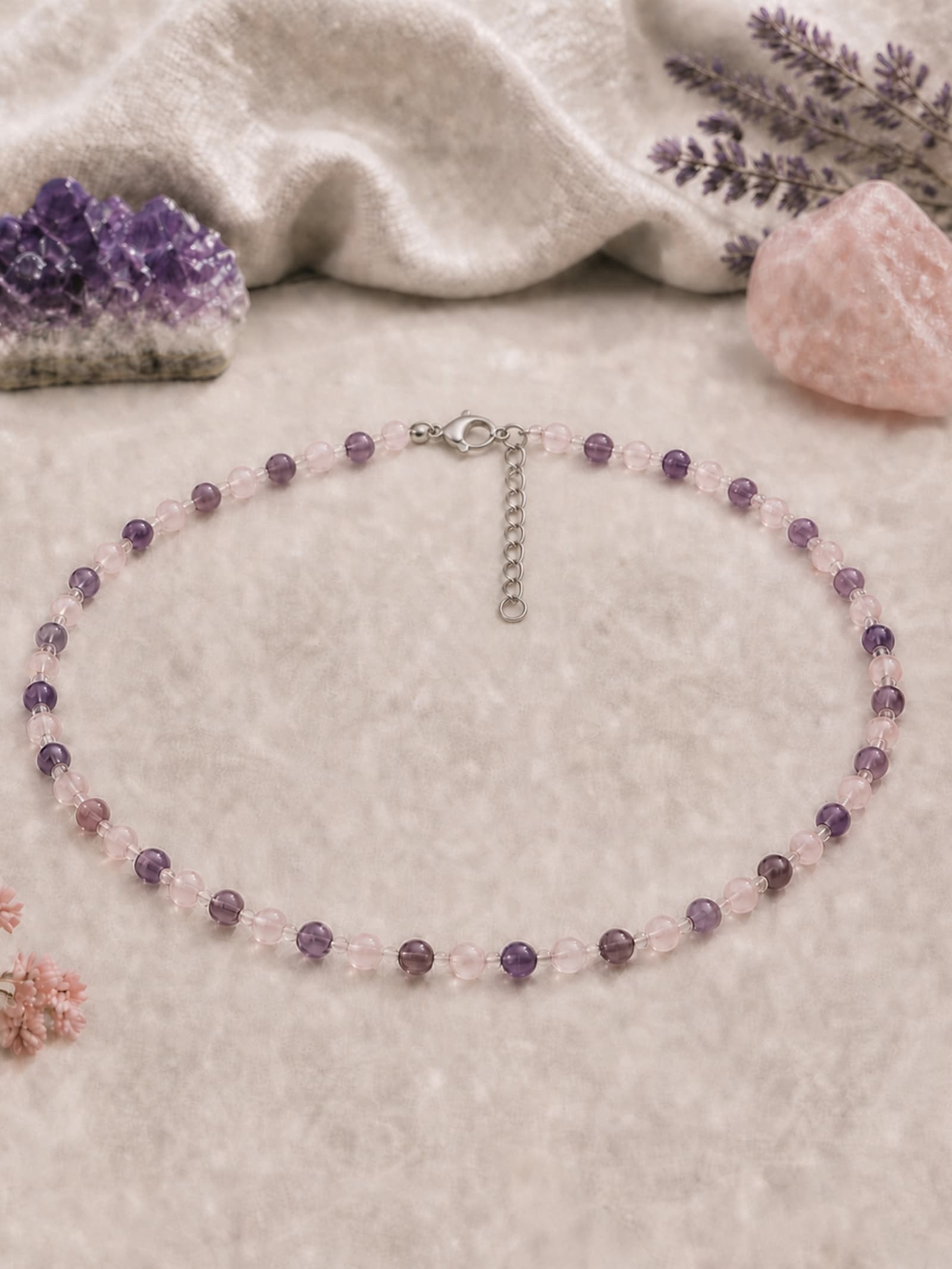 Collar de Cuarzo Amatista y Cuarzo Rosa - Vista 2