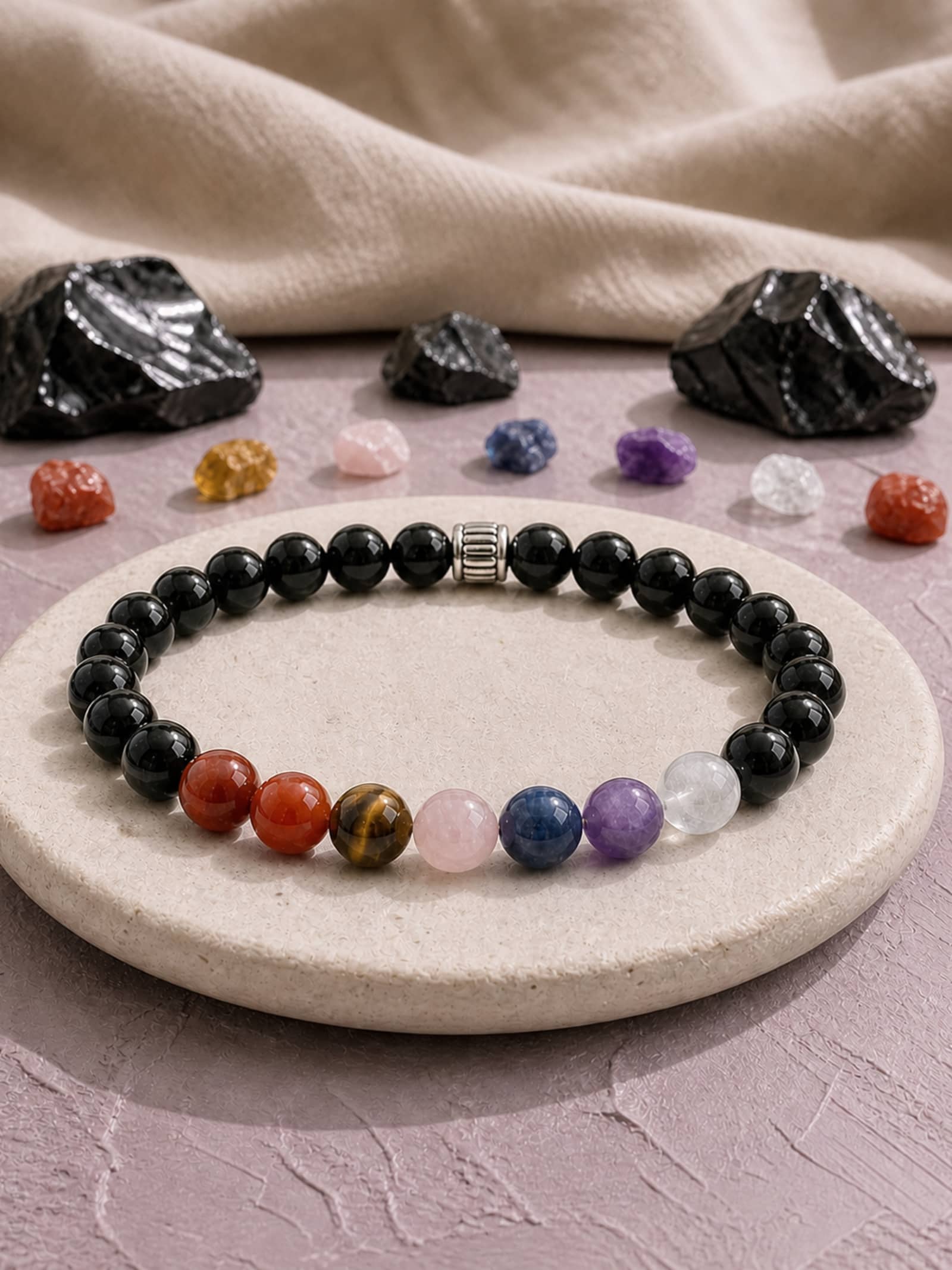 Pulsera de Obsidiana y 7 Chakras - Vista 2