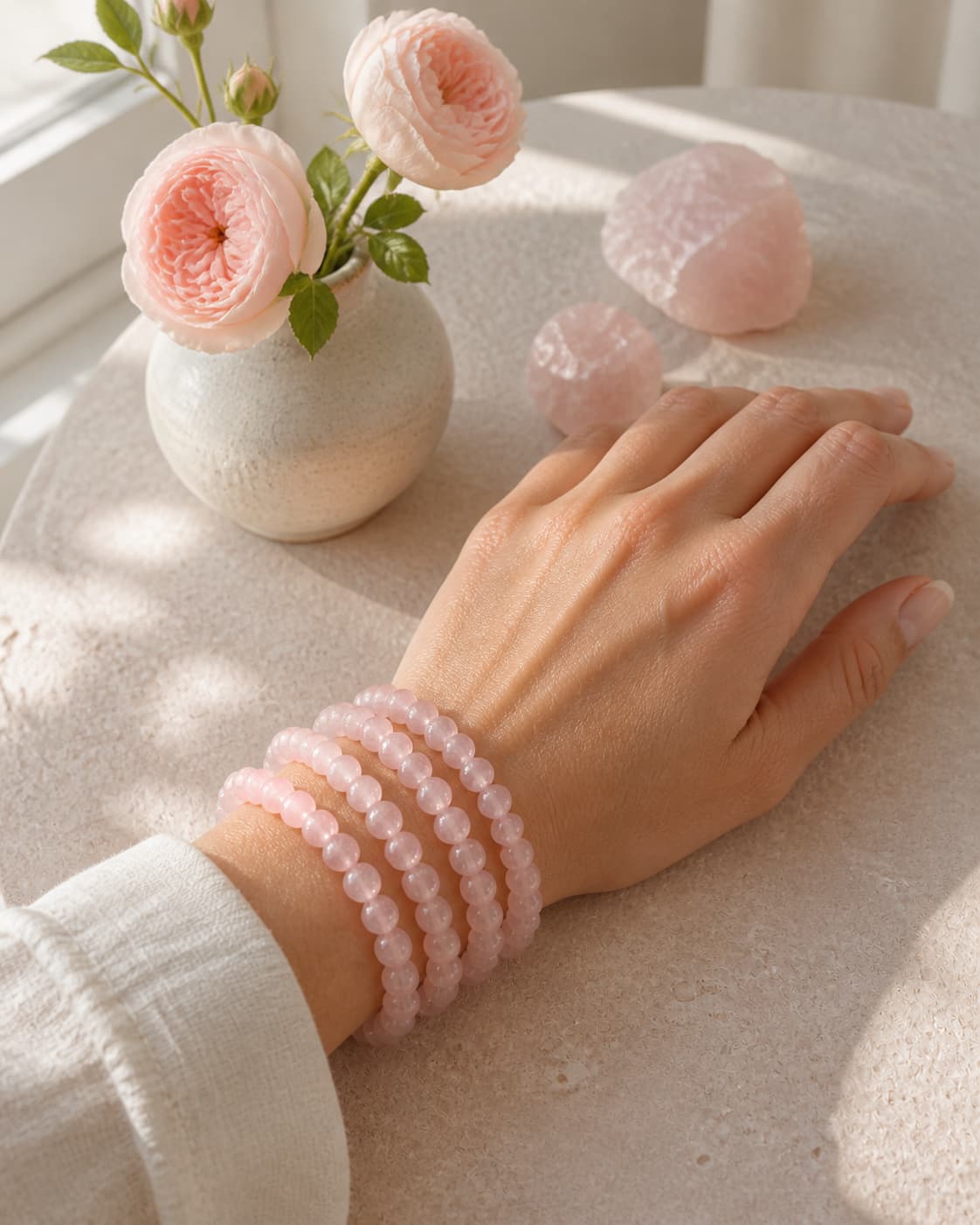 Pulsera de Cuarzo Rosa