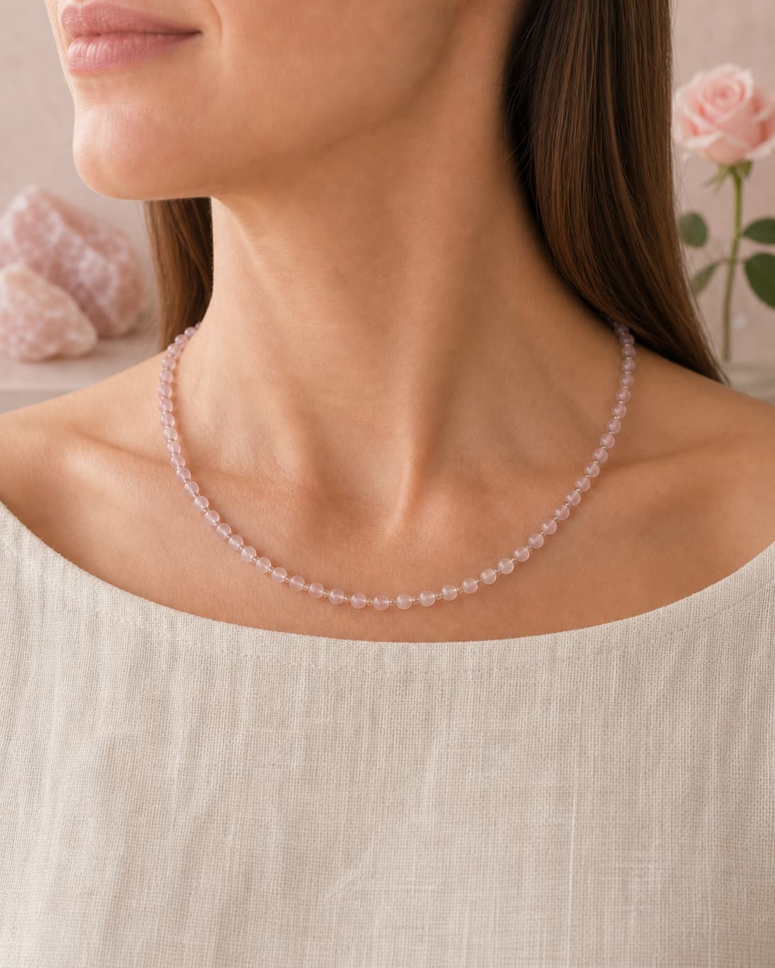 Collar de Cuarzo Rosa