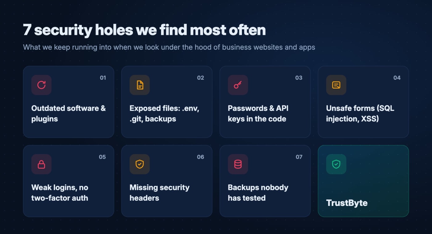 The 7 security holes TrustByte finds most often in business websites