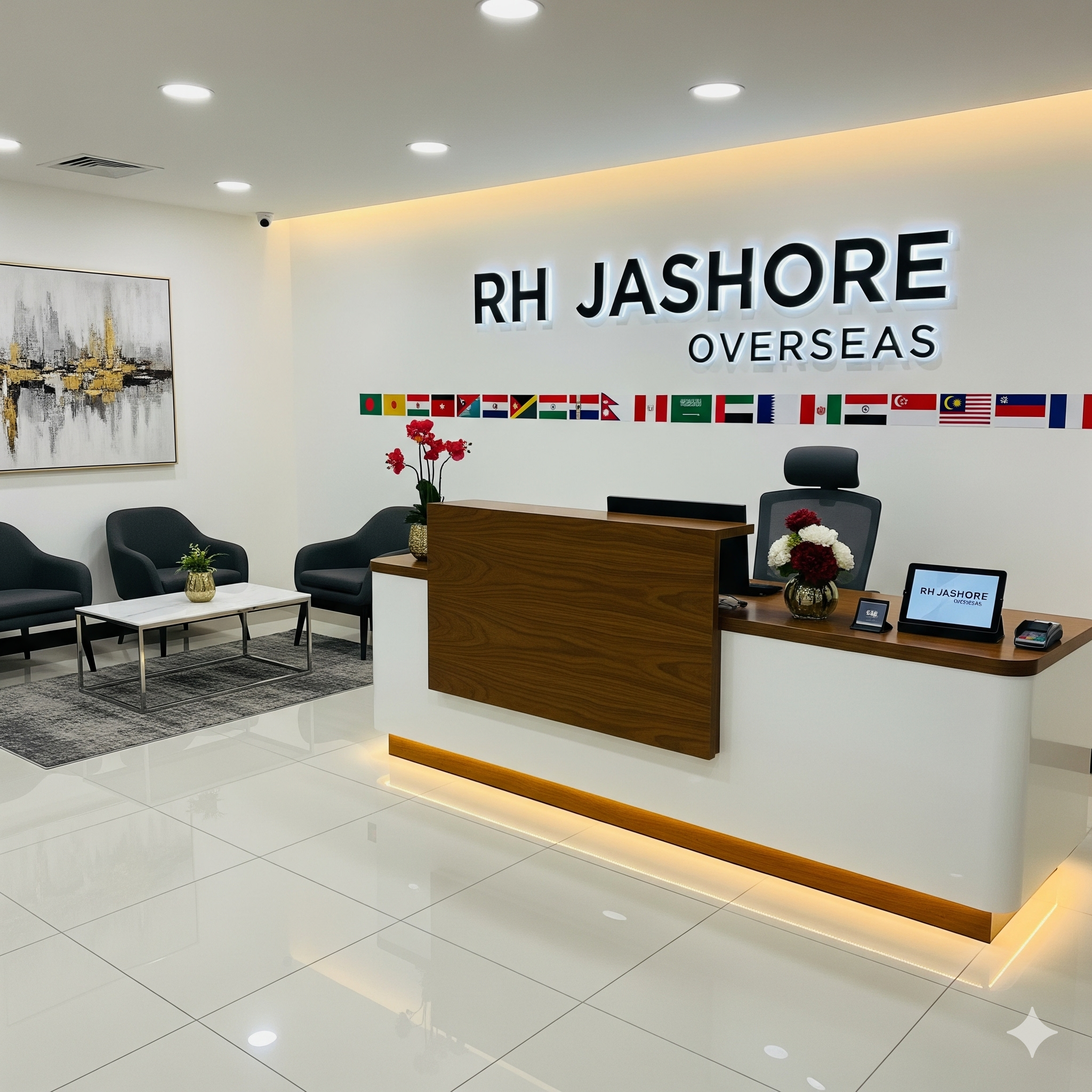 Modern office reception area