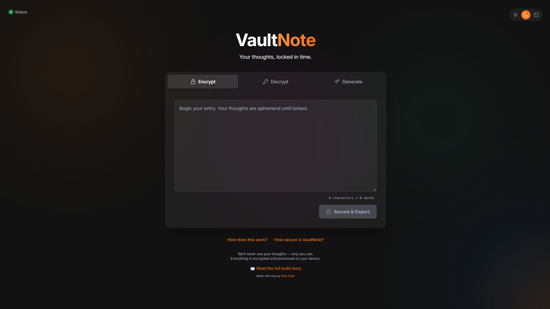 VaultNote screenshot