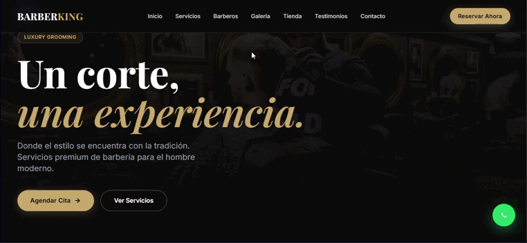 Vista previa del sitio web de BarberKing Online