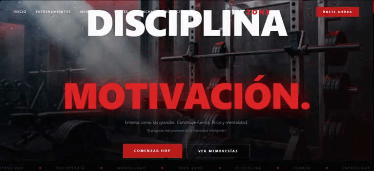Vista previa del sitio web de FitZone