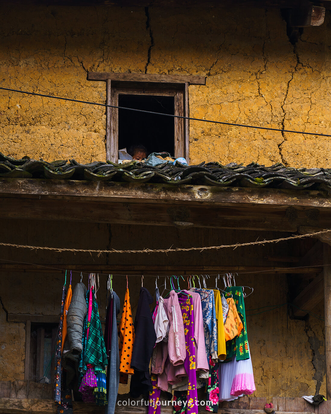 A colorful facade in Lao Xa, Vietnam