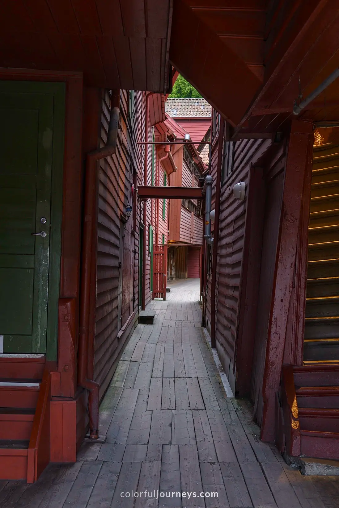 Wooden buildings at Bryggen in Bergen