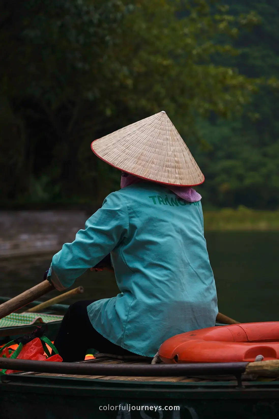 Boats on a river in Trang An, Vietnam