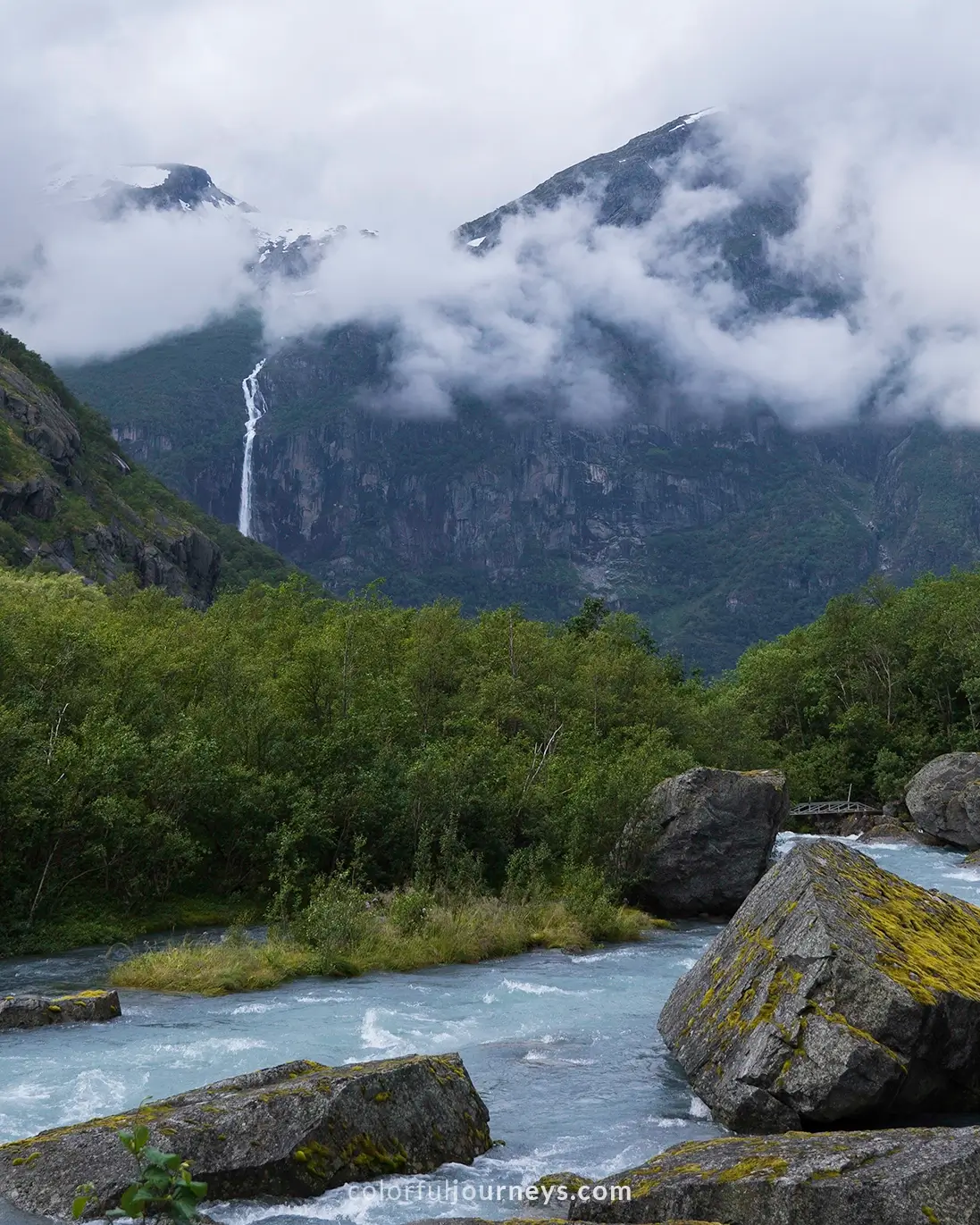 A river near Briksdalsbreen Glacier in Norway