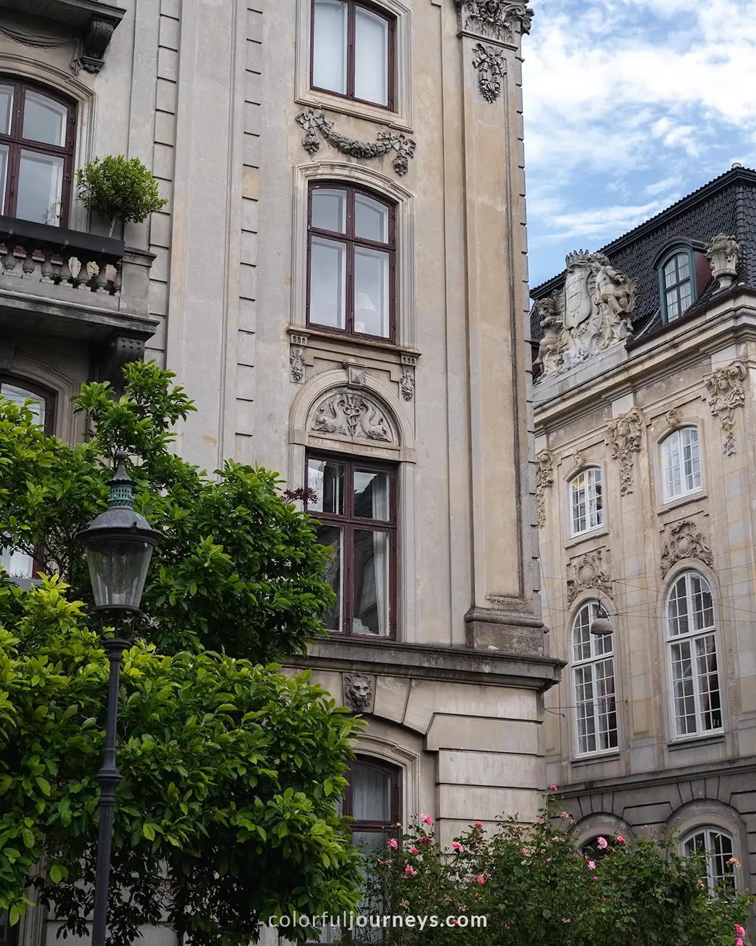 Fascinating facades near Frederik's Church in Copenhagen, Denmark