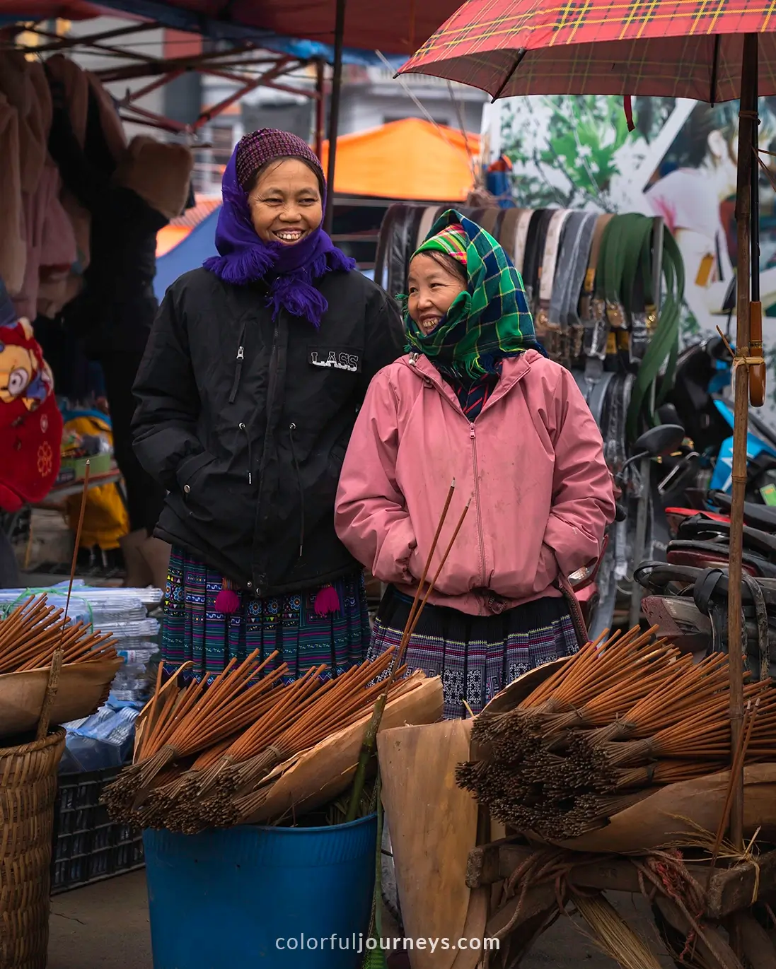 Women selling goods at Bac Ha market, Vietnam