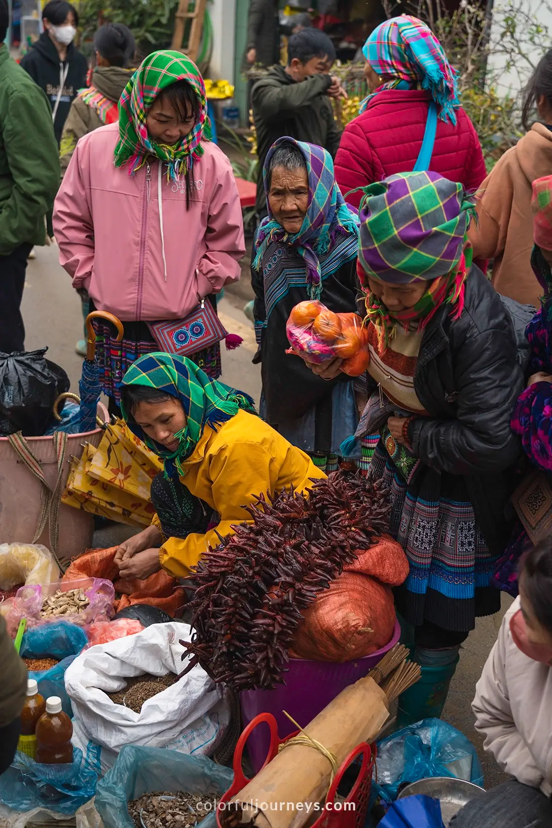 People selling goods at Bac Ha market, Vietnam