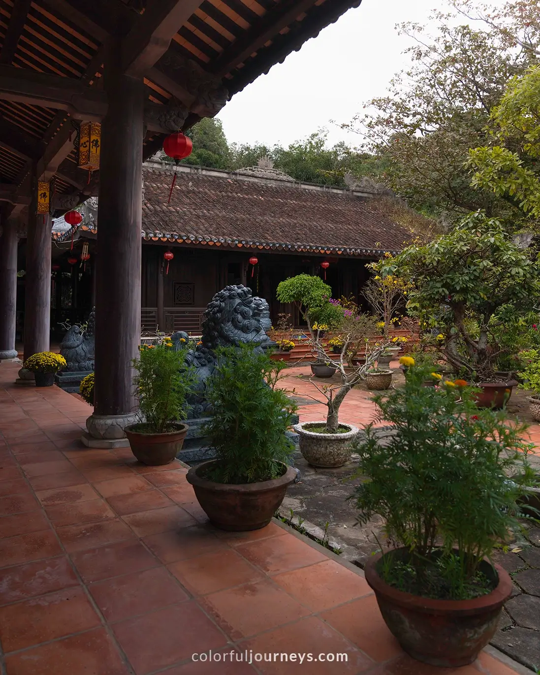 A pagoda at the Marble Mountains in Da Nang, Vietnam