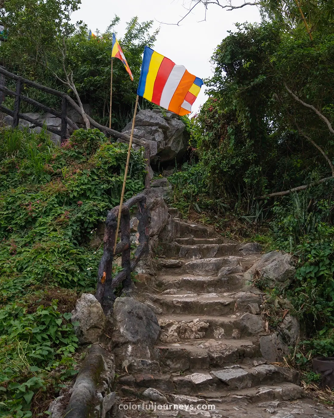 A pair of stairs at the marble mountains in Da Nang, Vietnam