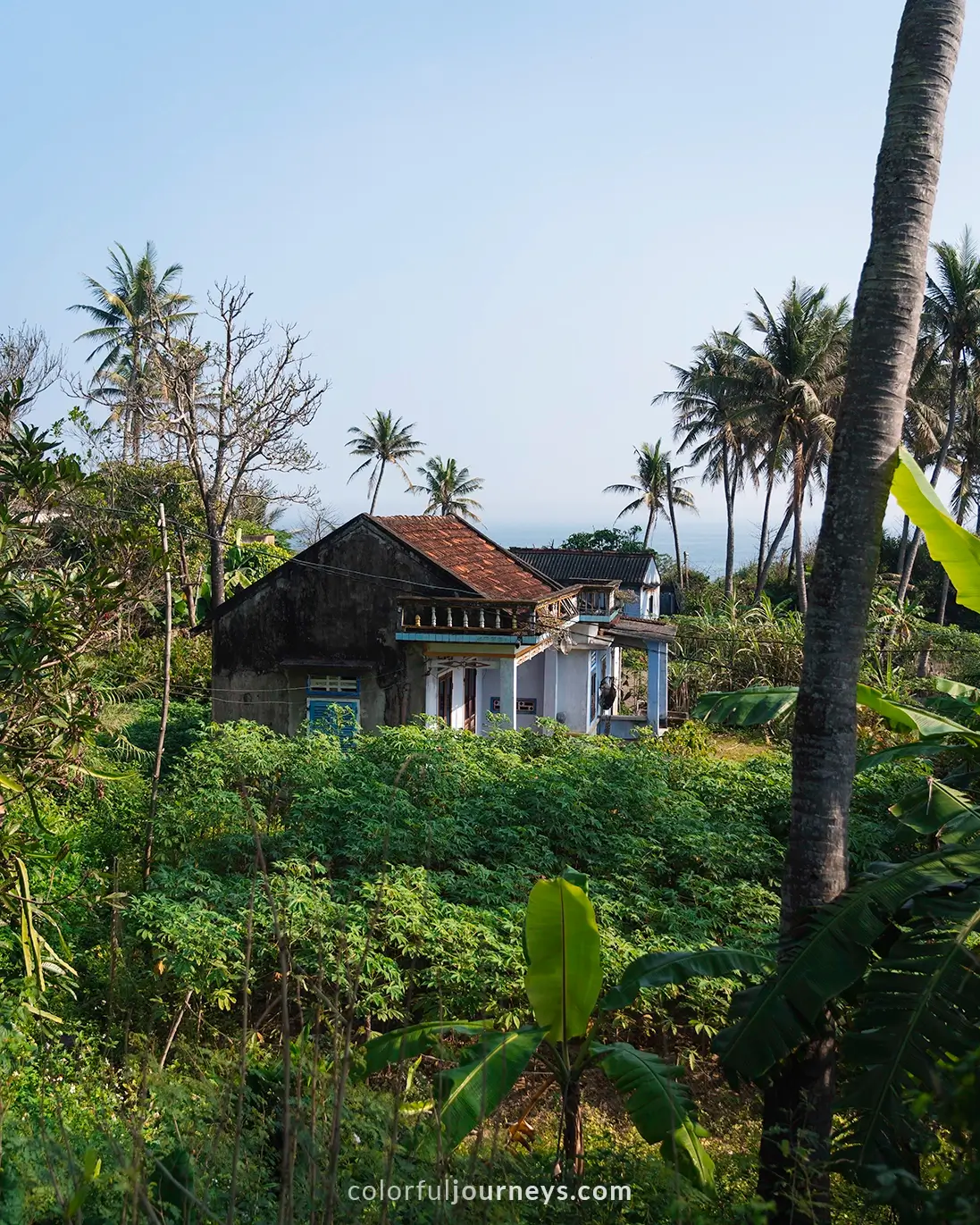 An old house next to the ocean in Lang Go Co, Vietnam