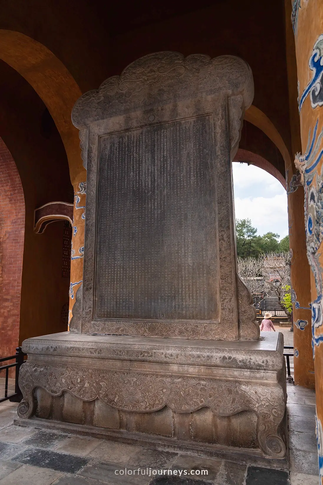 A stele at the Tu Duc tomb complex in Hue, Vietnam