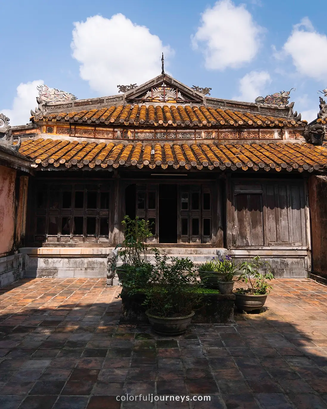 A temple at Tu Duc tomb complex in Hue, Vietnam