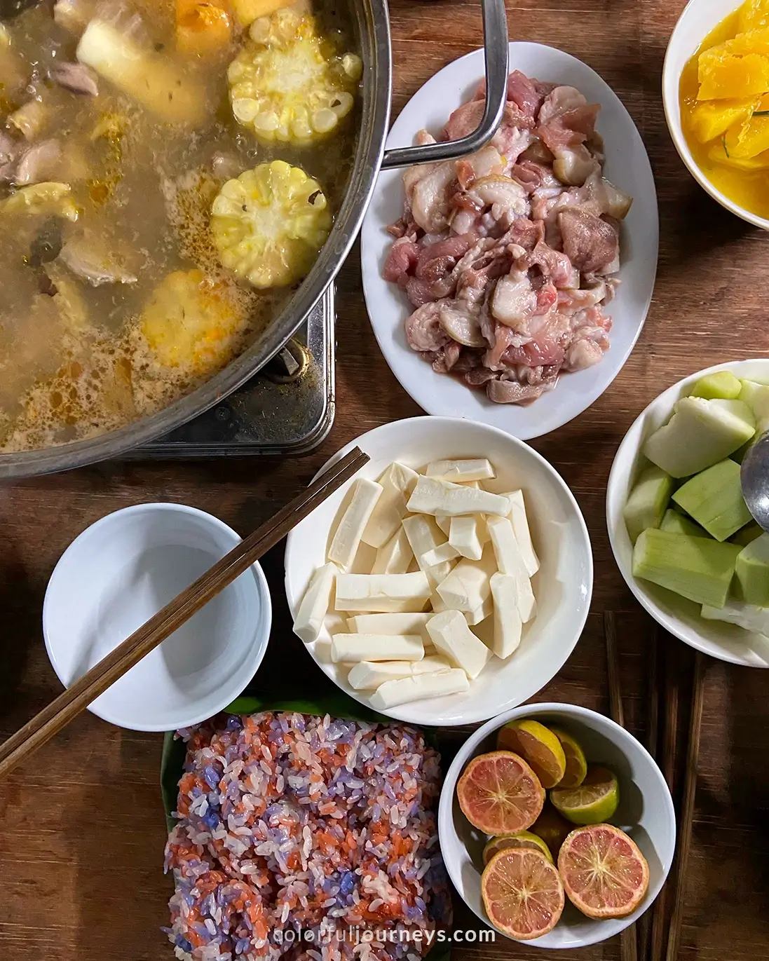 A table filled with hotpot