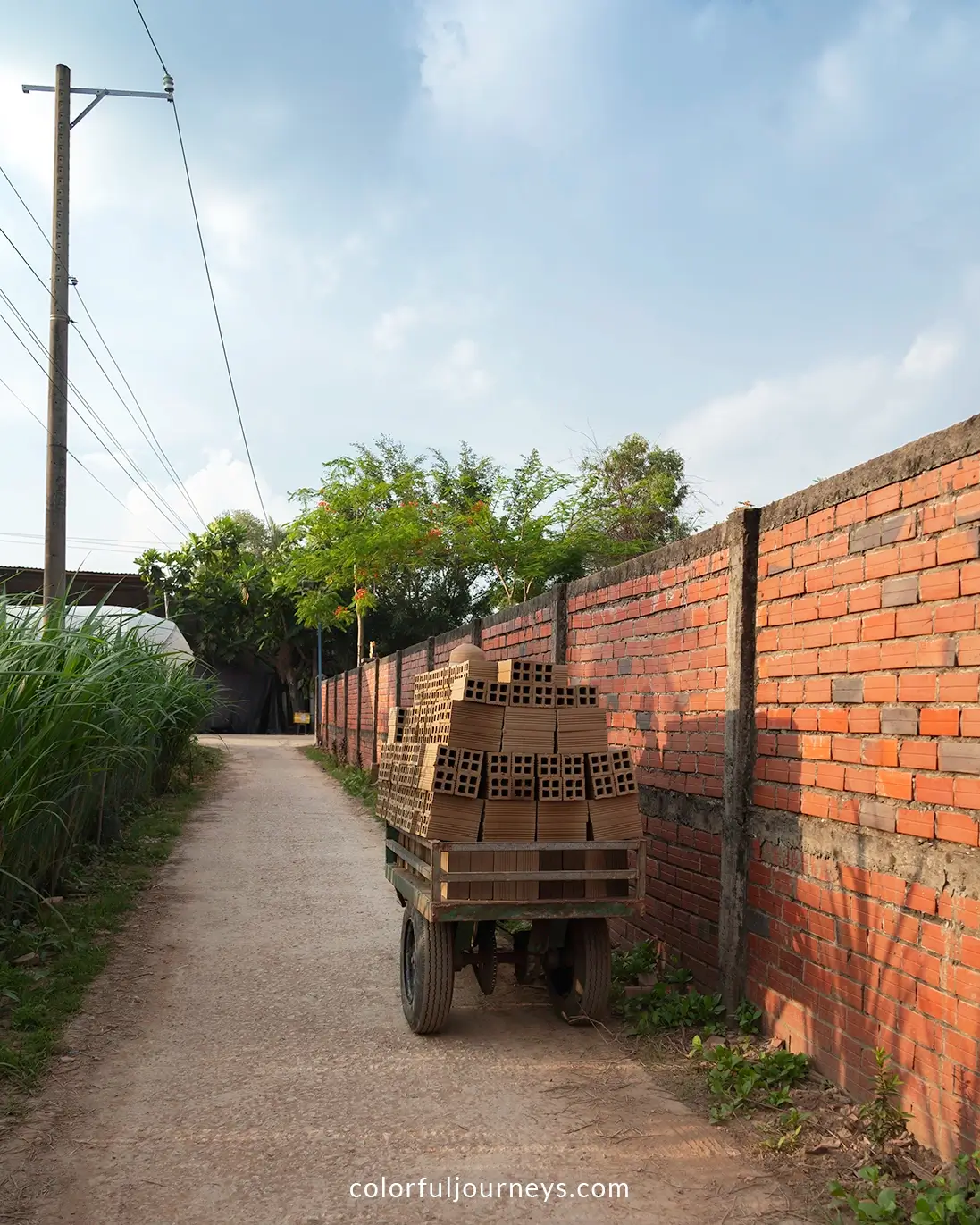 A cart with bricks in Vinh Long, Vietnam