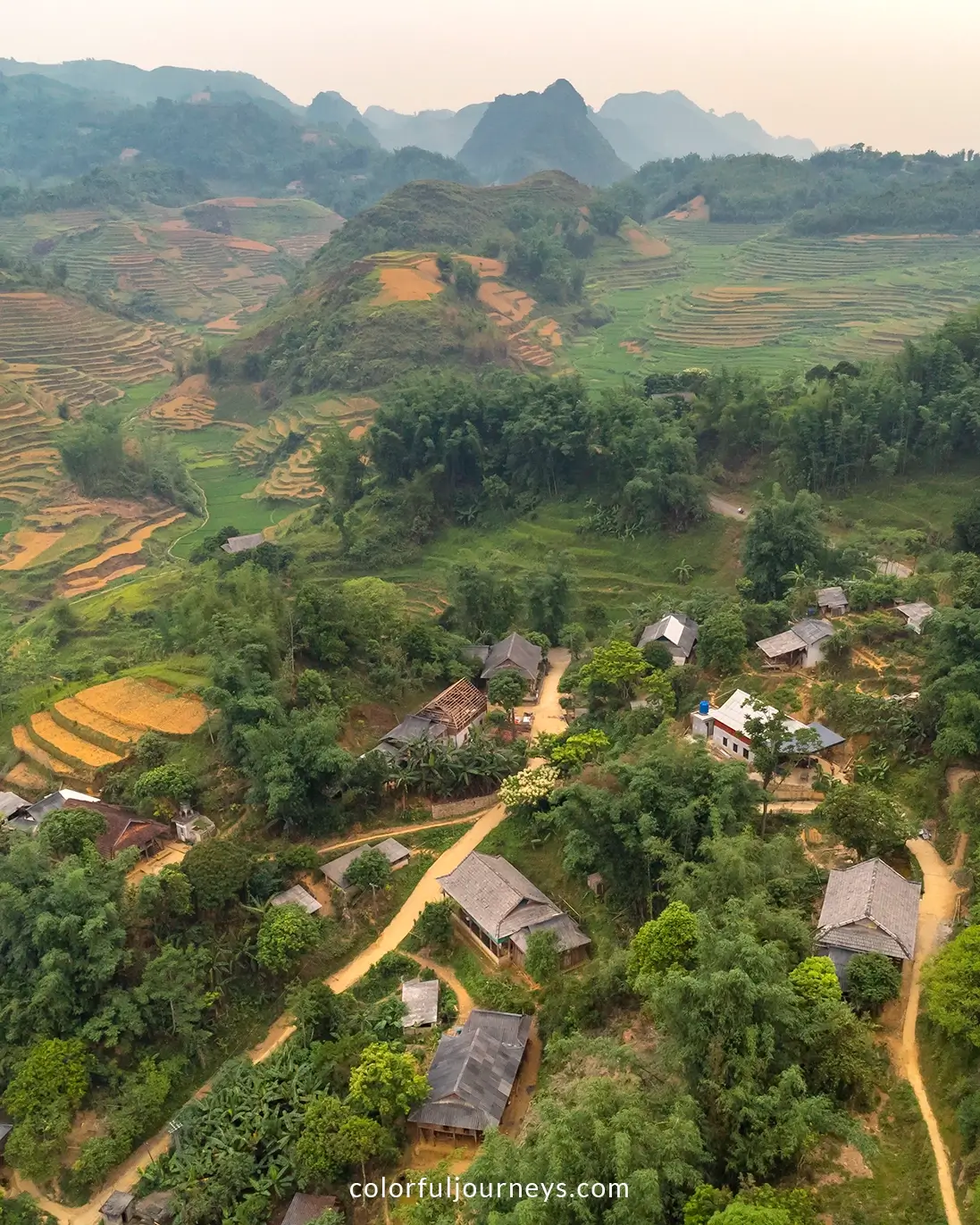 Pu Bin village in Vietnam seen from above