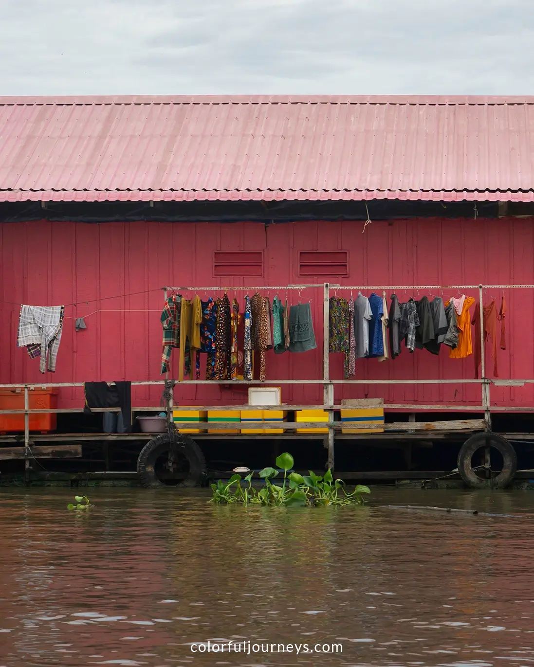 Floating houses in Chau Doc, Vietnam