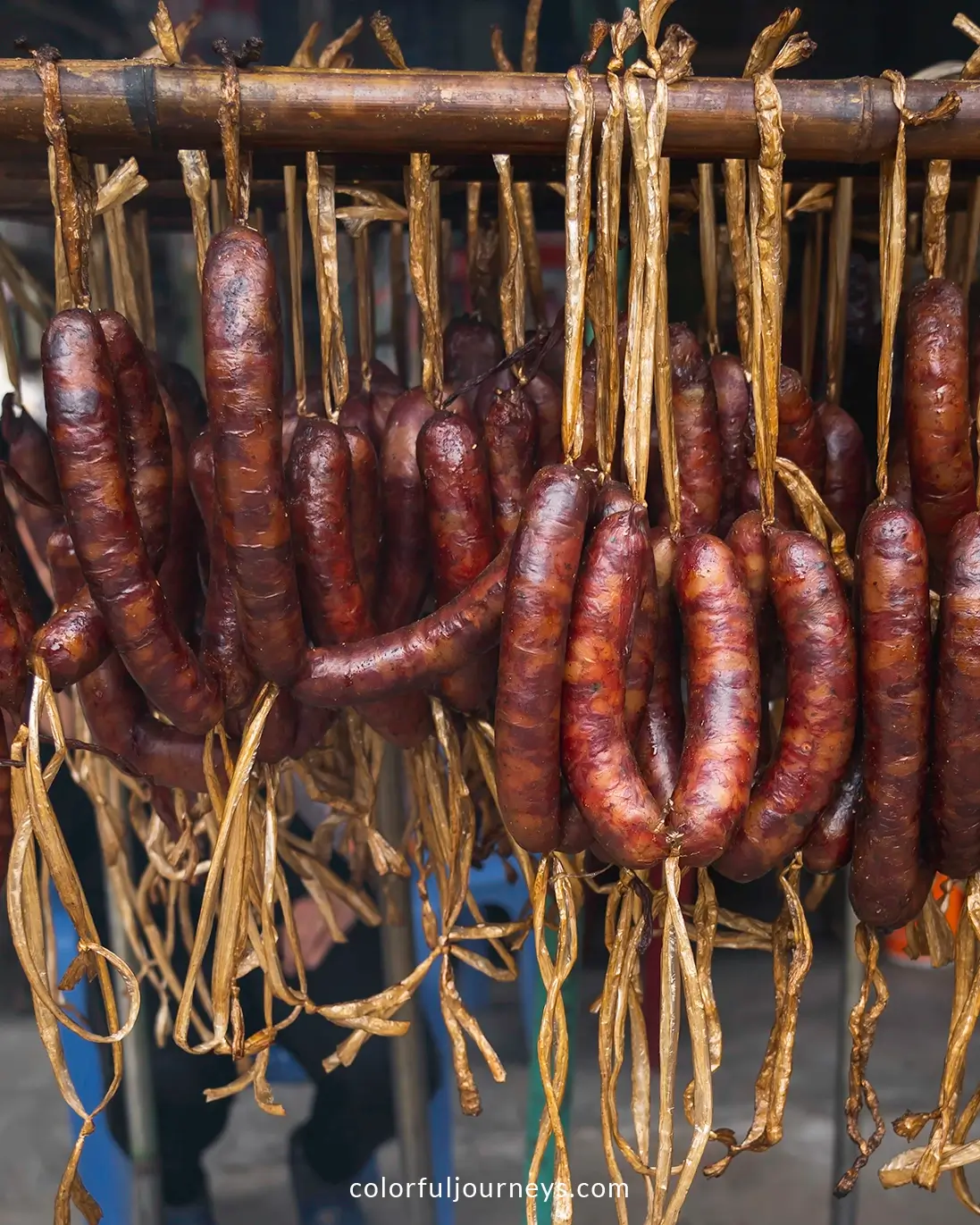 Rows of sausages in northern Vietnam