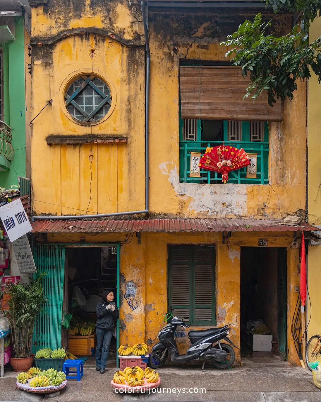 Yellow facades in Hanoi, Vietnam