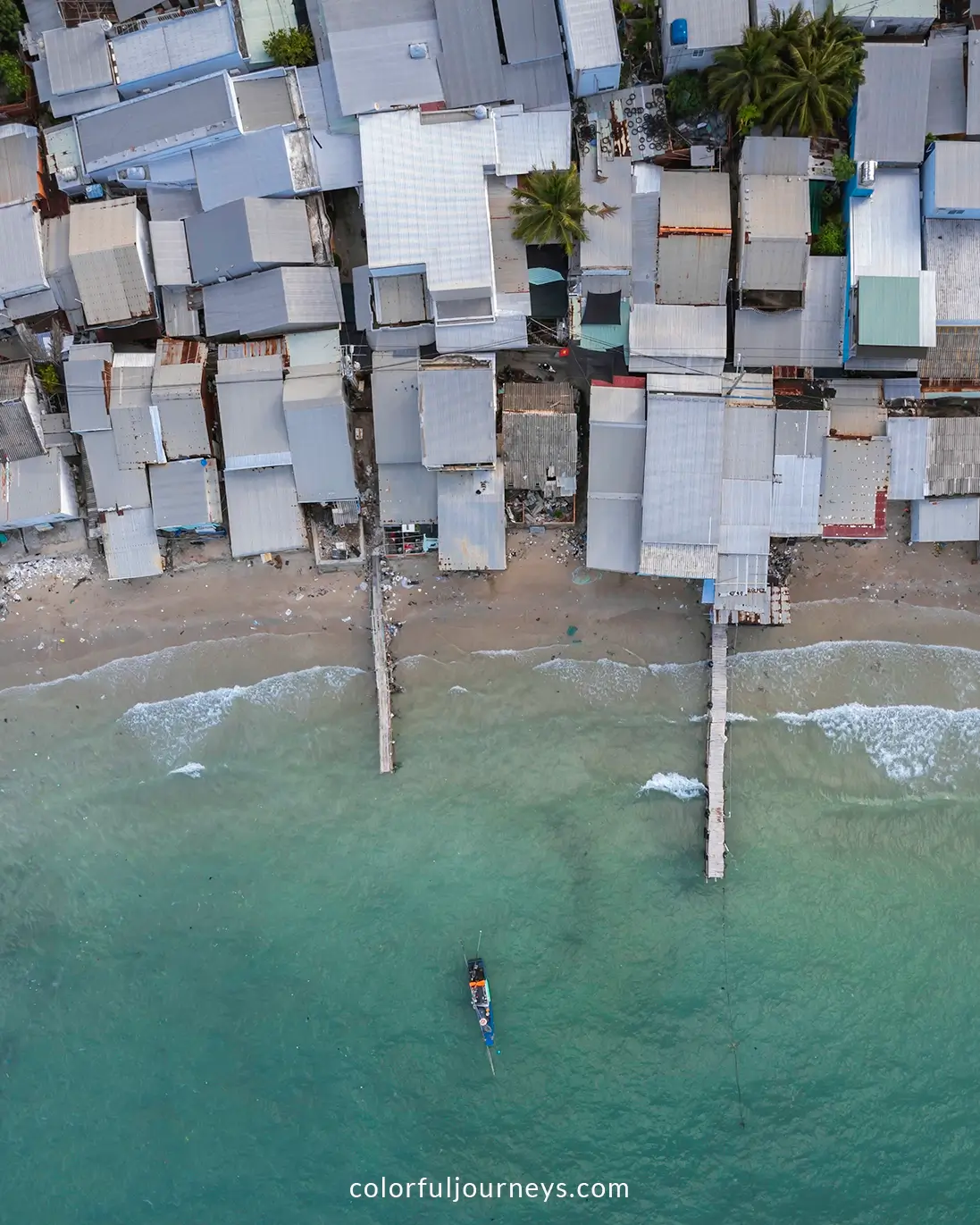 A village seen from above on Hon Son Island, Vietnam