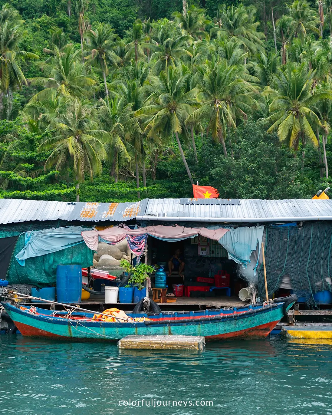 Colorful boats near Hon Son Island, Vietnam