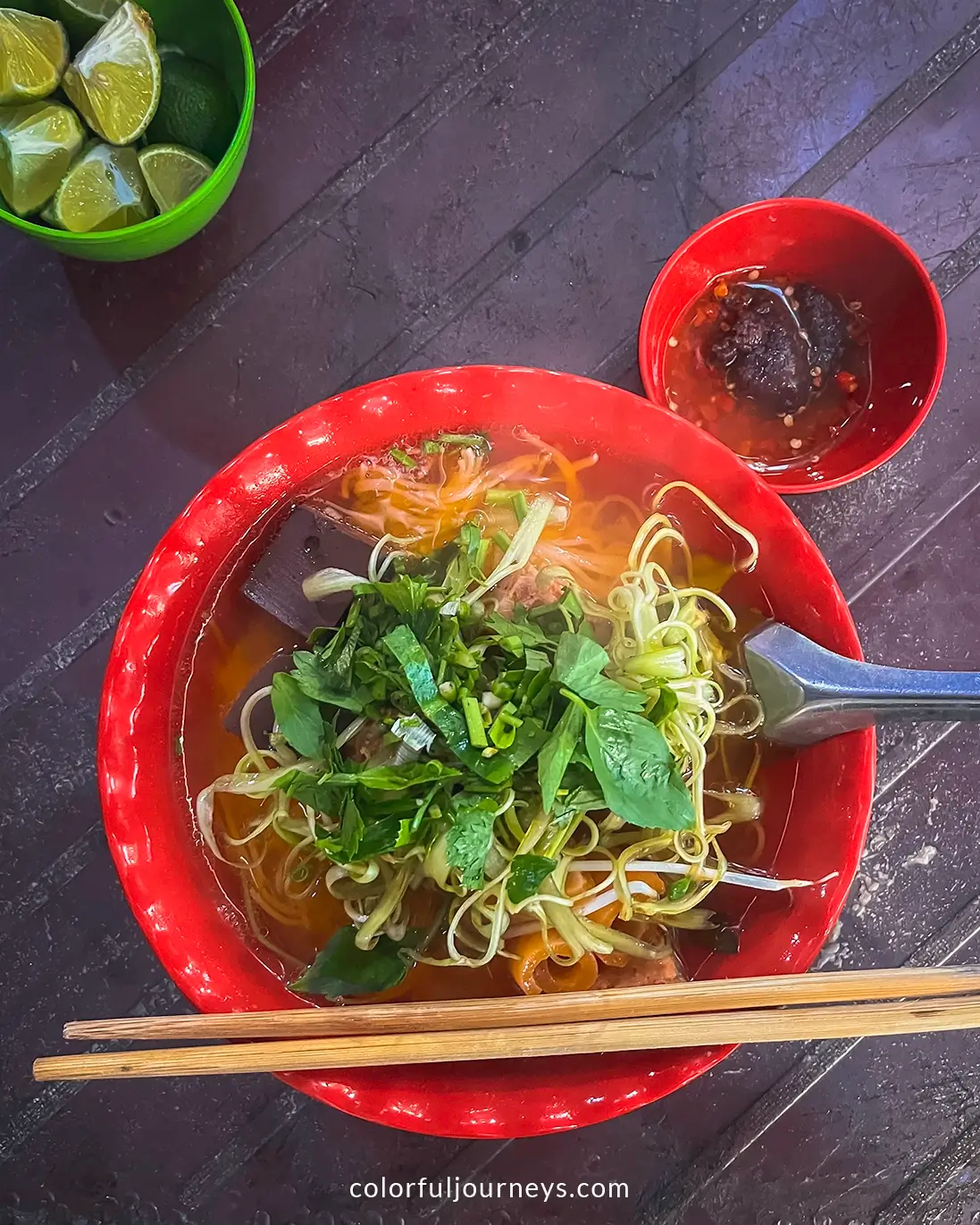 A bowl of Bun Rieu noodles on Hon Son Island, Vietnam