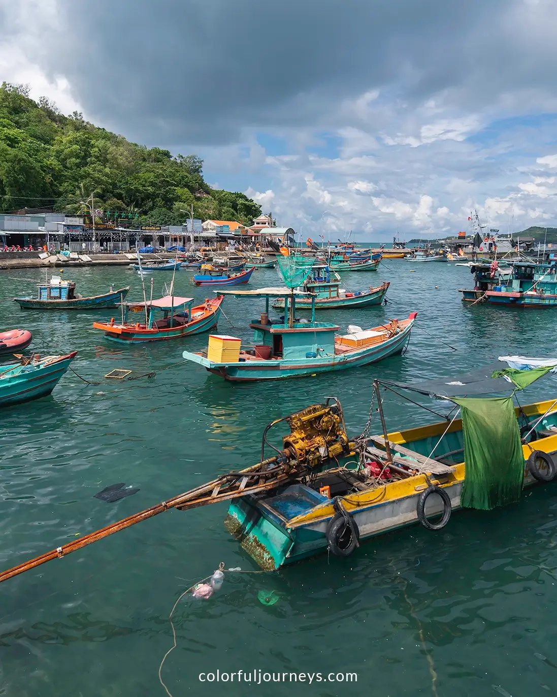 Colorful boats near Nam Du island, Vietnam
