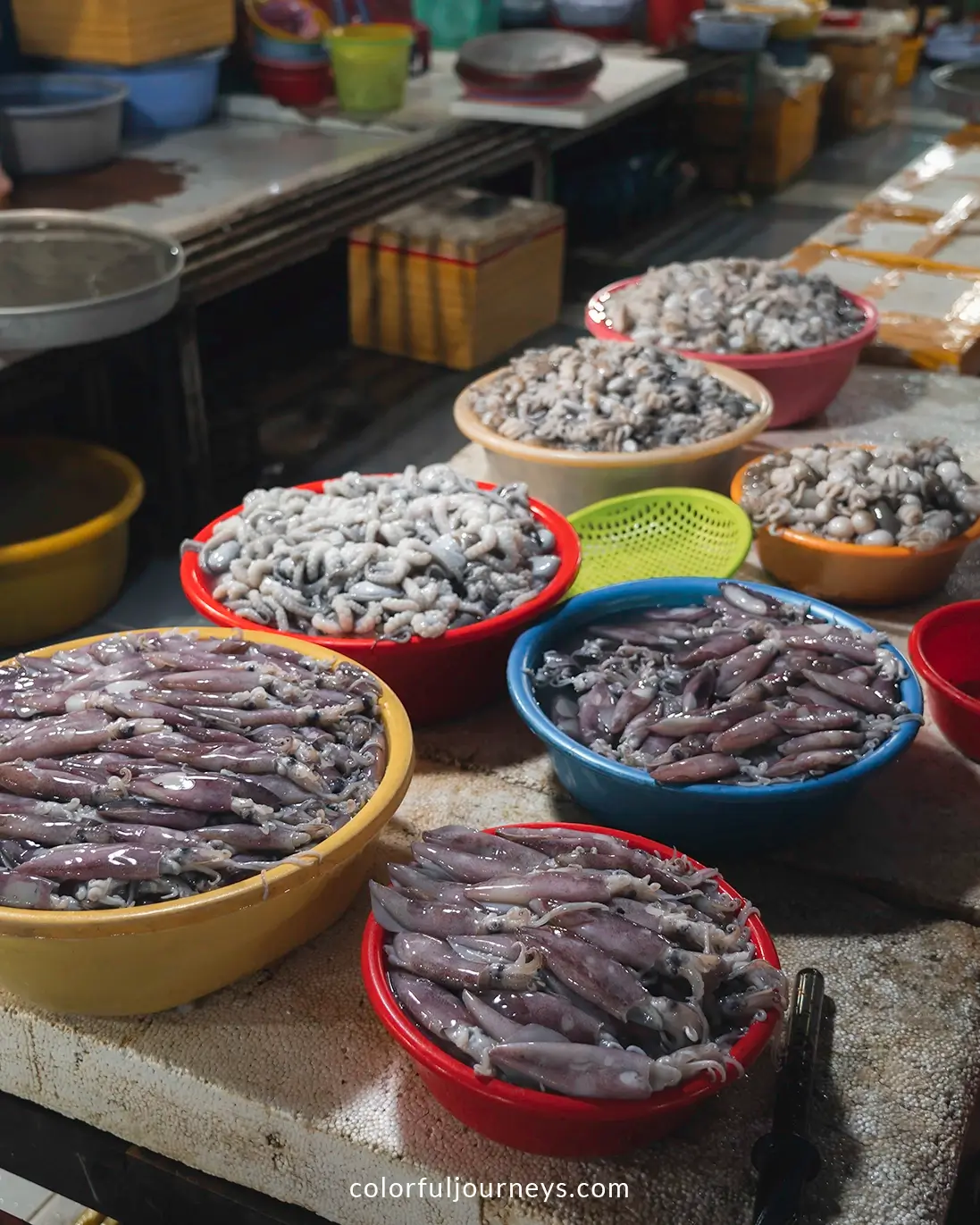 Seafood at a market in Ha Tien, Vietnam