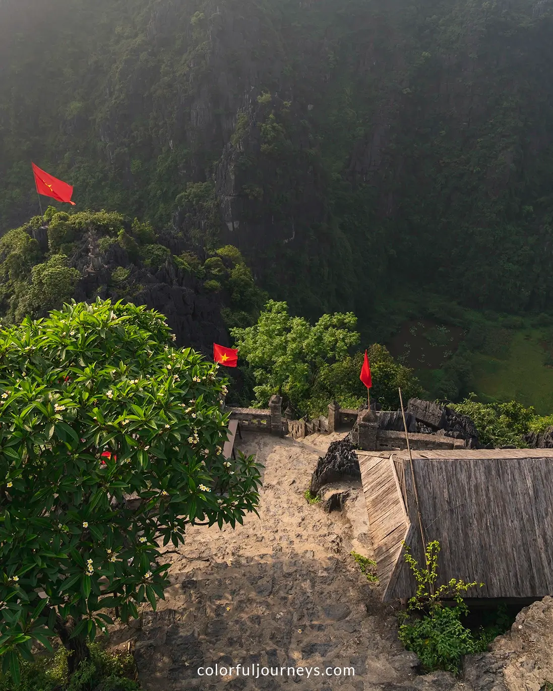 Stairs lead up to Hang Mua viewpoint in Ninh Binh, Vietnam