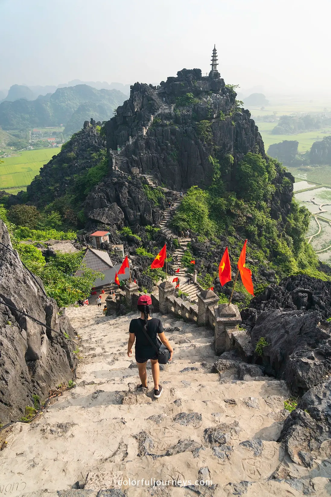 Stairs lead up to Hang Mua viewpoint in Ninh Binh, Vietnam