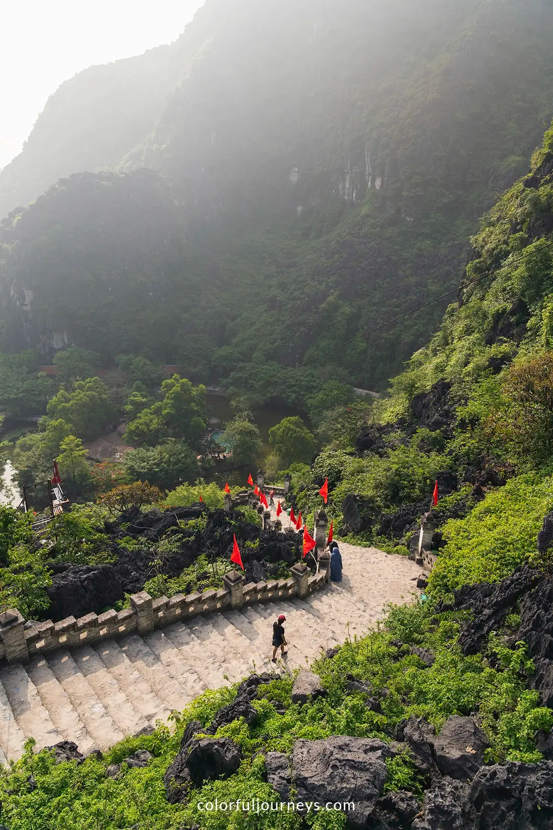 Stairs lead up to Hang Mua viewpoint in Ninh Binh, Vietnam