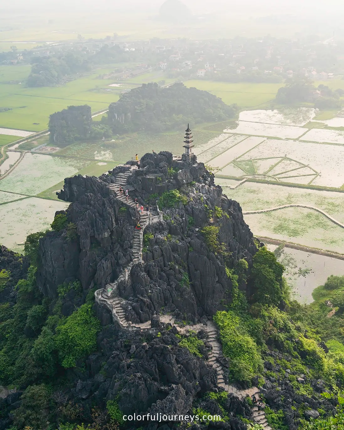 Stairs lead up to Hang Mua viewpoint in Ninh Binh, Vietnam