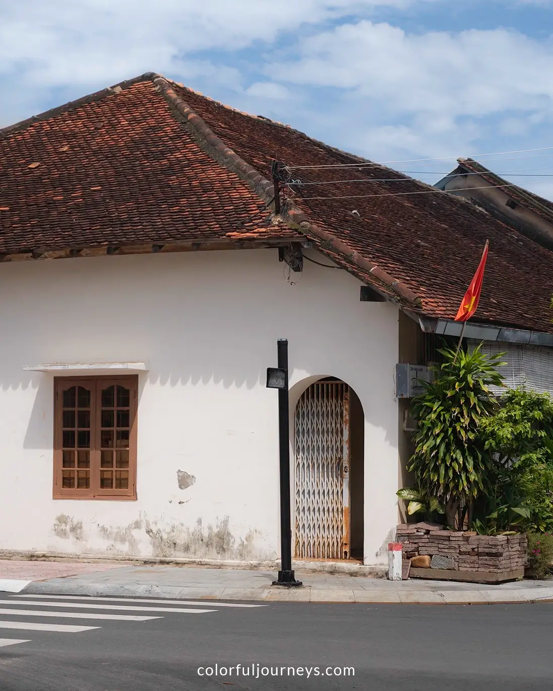 Colonial buildings in Con Son Town, Vietnam