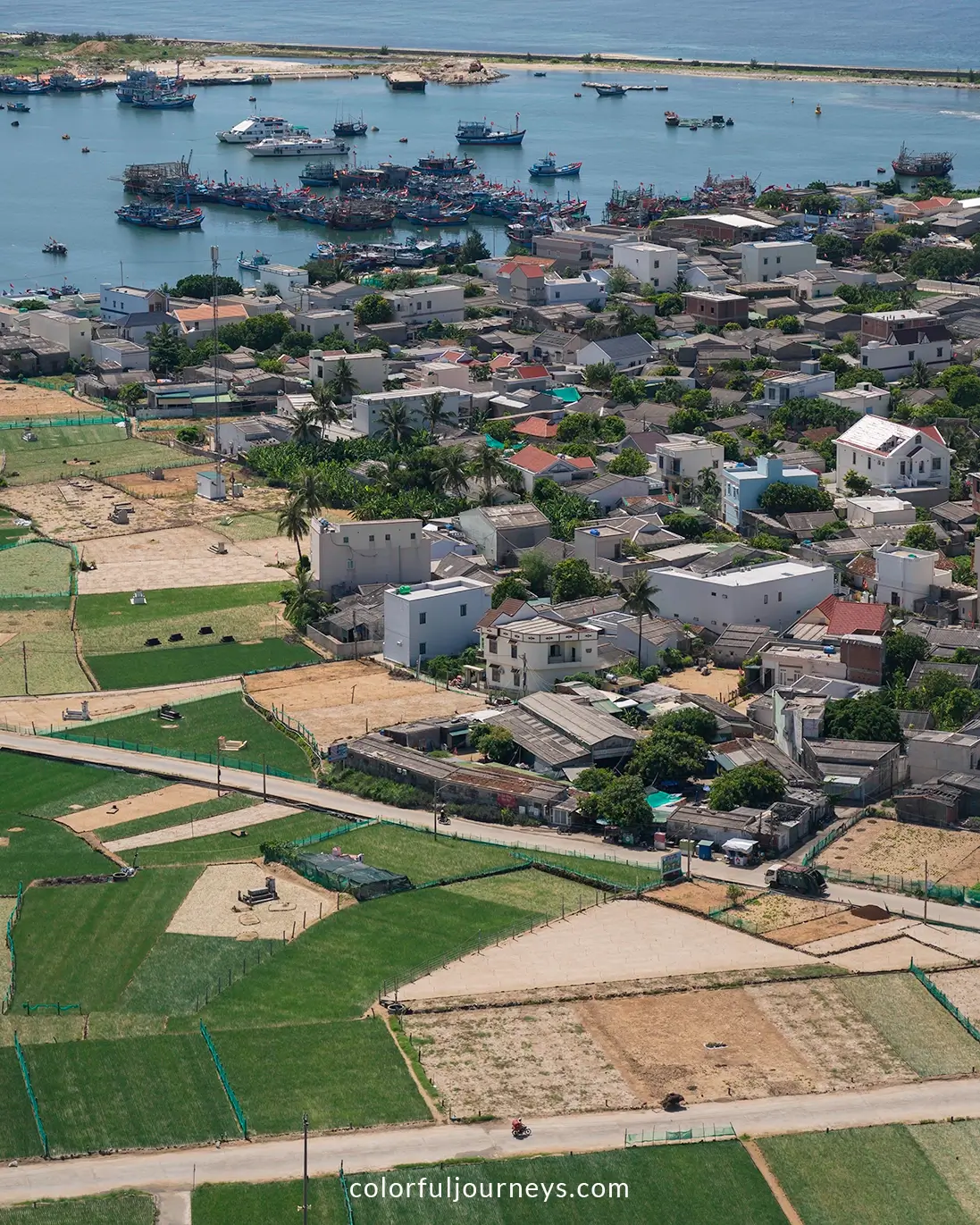 Ly Son Island's garlic fields seen from above.