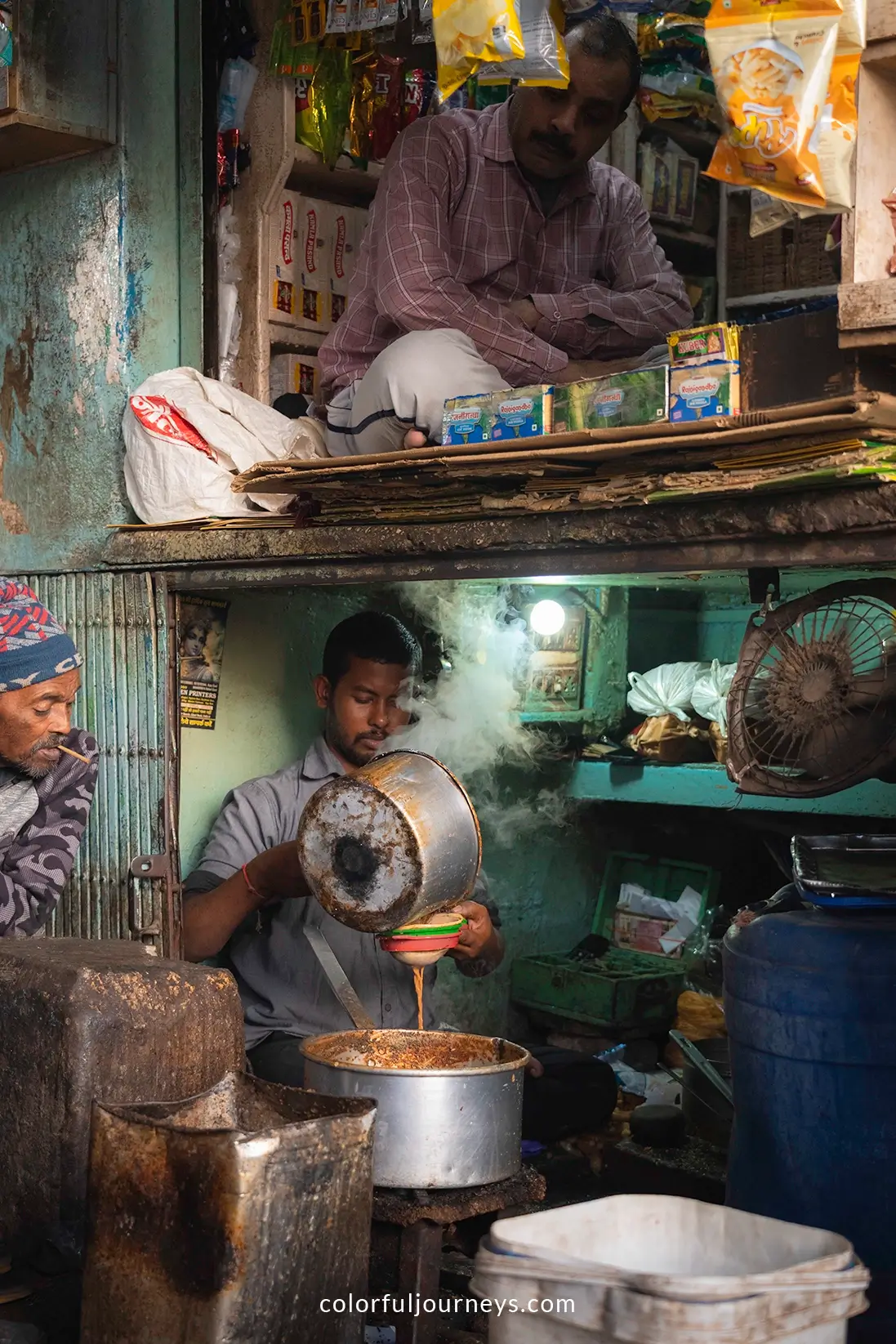 Men make Chai in Delhi, India