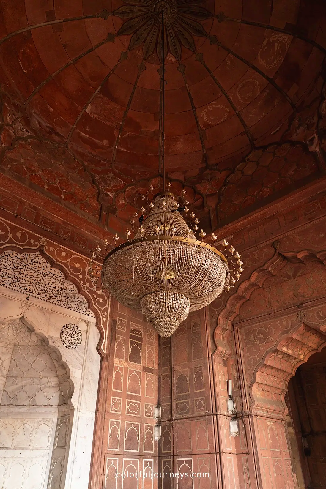 A chandelier at Jame Masjid in Delhi, India