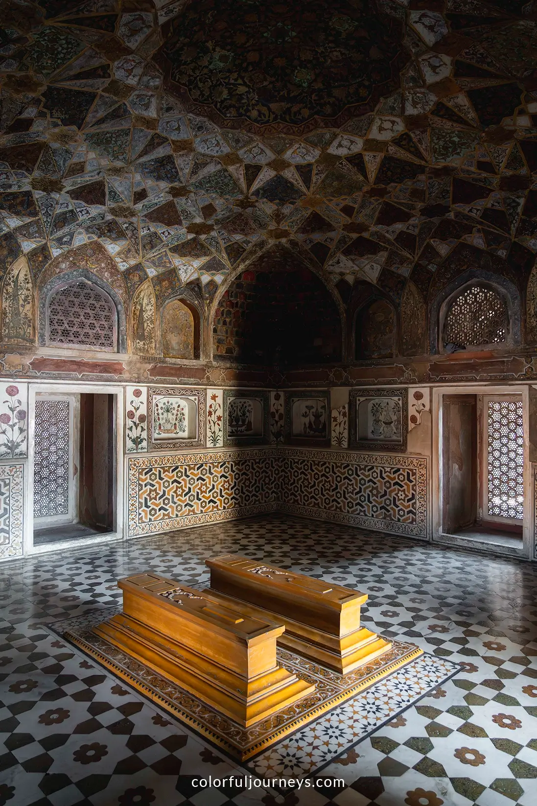 A woman walks into a house in Delhi, India