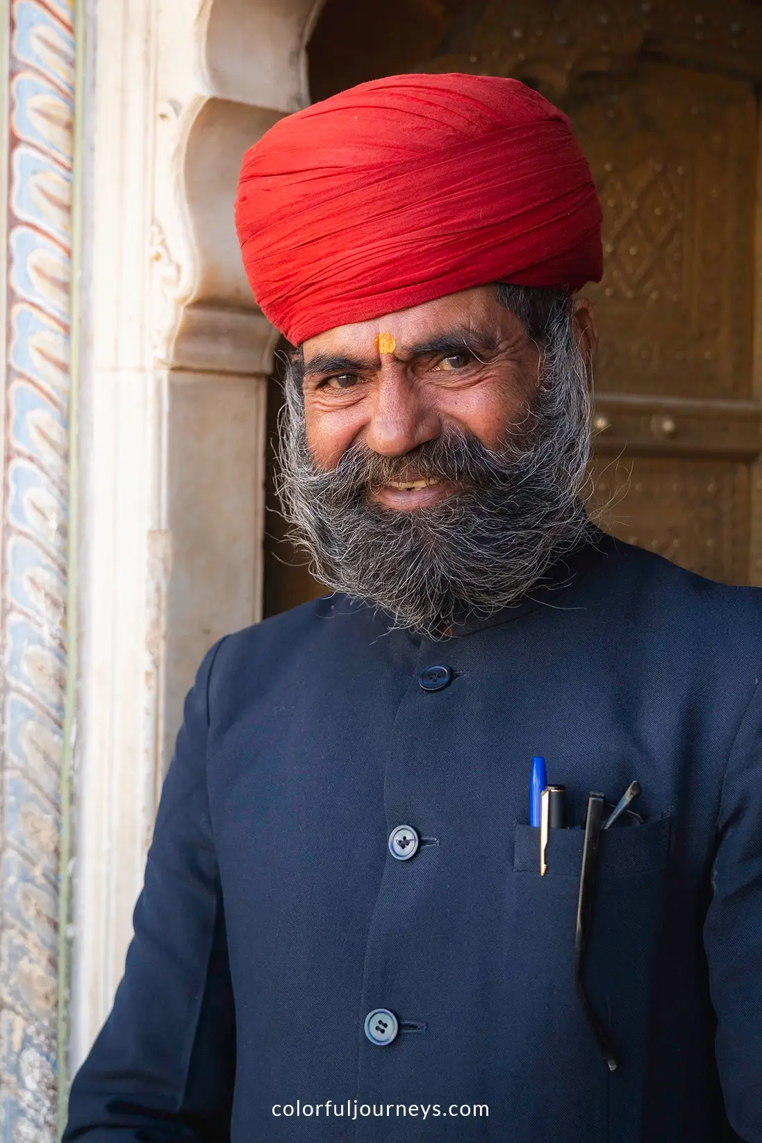 A guard at the City Palace in Jaipur, India